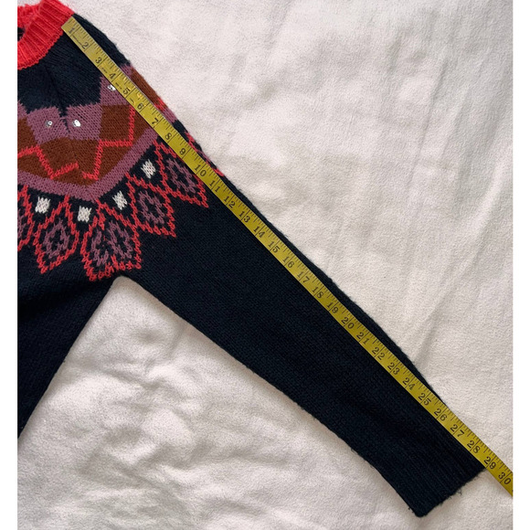 LOFT Outlet Black/Red/Pink/Sequin Patterned Crewneck Sweater- L - Picture 11 of 13